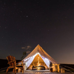 glamping tent under the stars