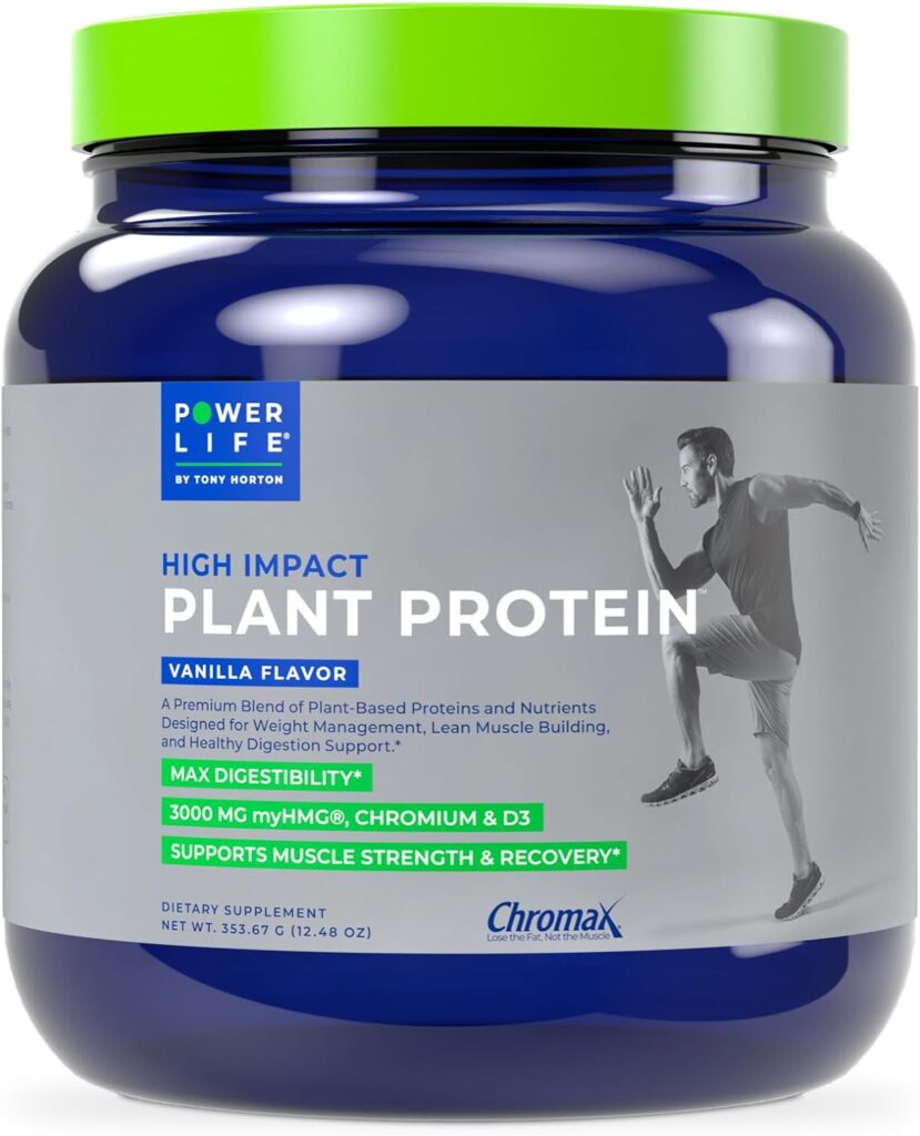 A container of Powerlife Plant Protein