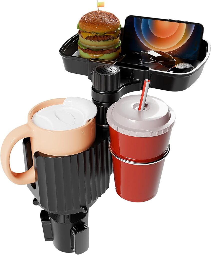 cup holder tray for your car that holds both drinks and food